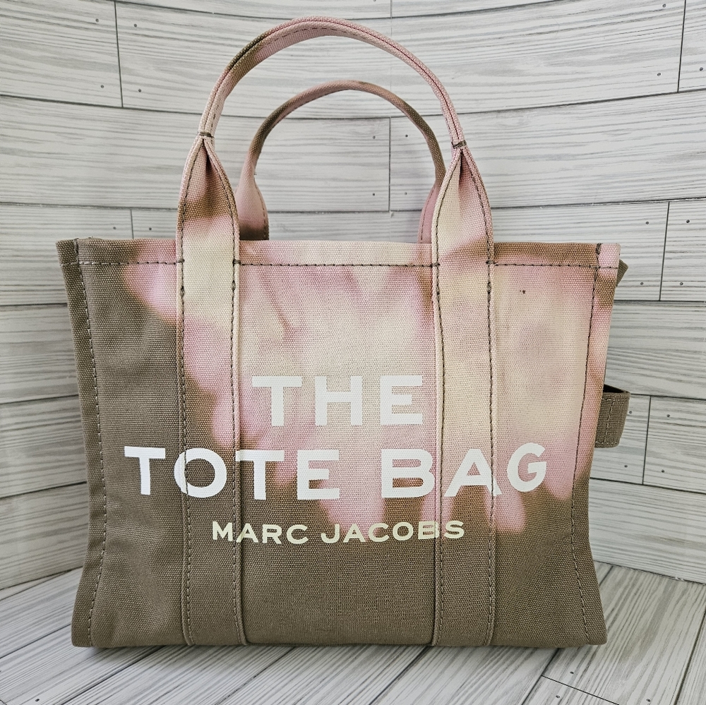 Marc Jacobs The Tote Bag Canvas Tote in Tan with Pink Accent